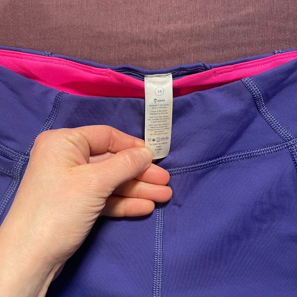 Ivivva (Lululemon) Athletic Legging with Jogger Cuffs in Purple/Indigo - Size 14
